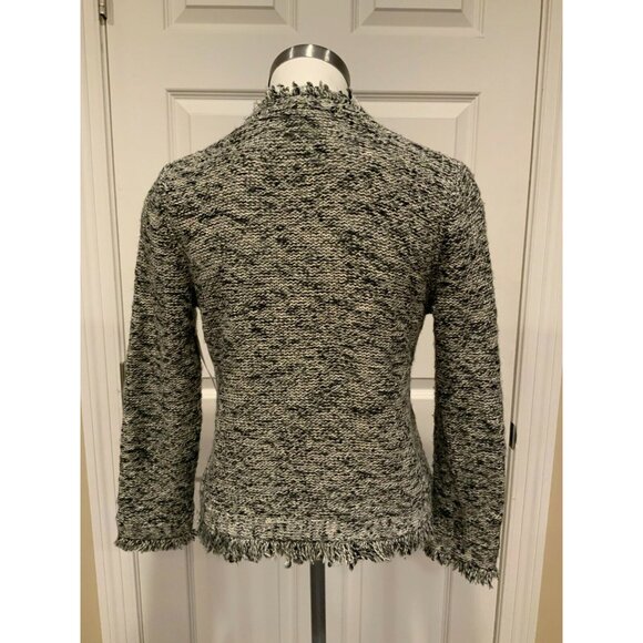 Angel of the North Anthropologie Black, Gray & White Fringe Cardigan, Size M - Picture 6 of 9